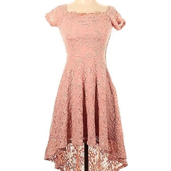 Pink juniors size 3 high low lace dress by City Studio - Picture 2 of 7